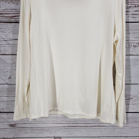 Garnet Hill Ivory Knit Turtle Neck Organic Pima Cotton Blend Sweater XL - Picture 3 of 11